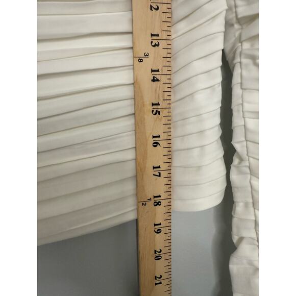 Kourt Anastasia Pleated Elevated Smocked Back Elegant Chic Blouse White Medium - Picture 7 of 8